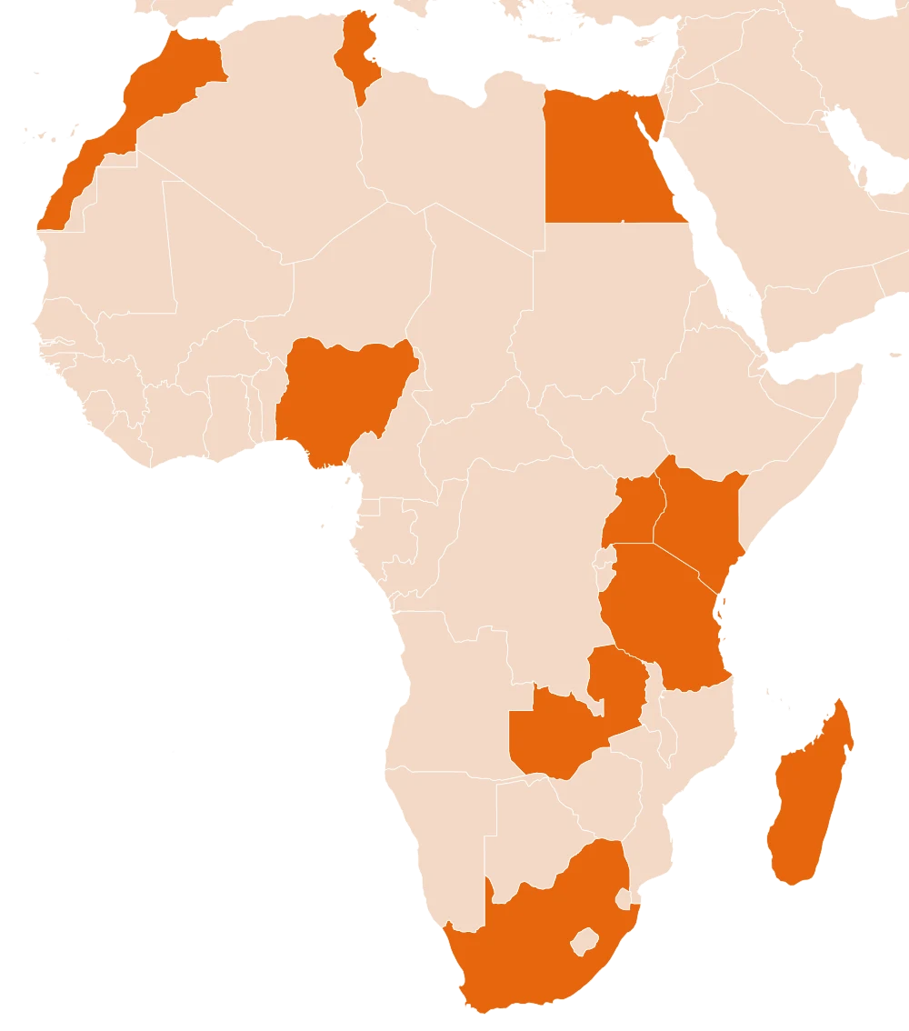 Afrika - Supported countries